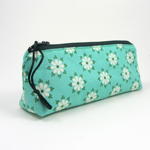Trousse à fermeture éclair en coton imprimé fleurs