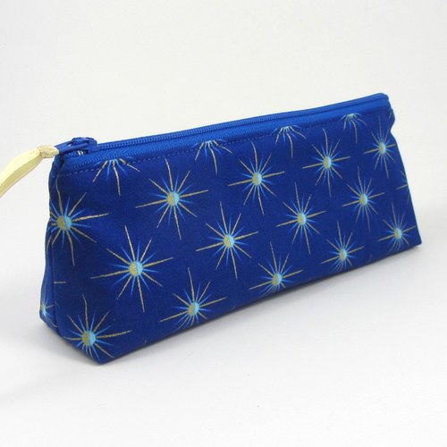 Trousse en coton bleu soleil doré