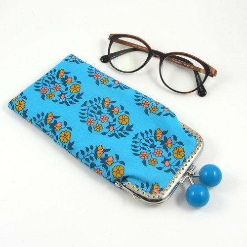 Étui à lunettes à fermoir métallique en coton petit pan