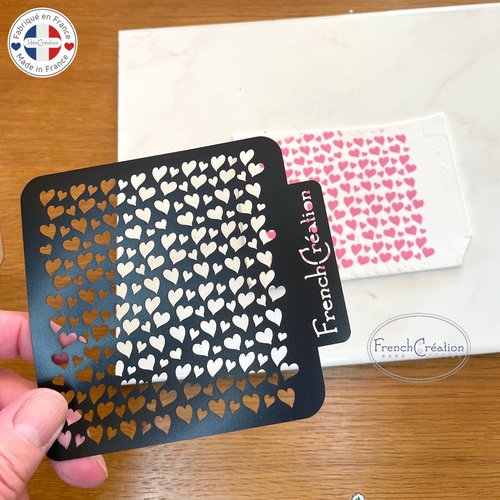 Pochoir de texture pour pâte polymère motif coeurs, feuille de texture, pochoir en pvc