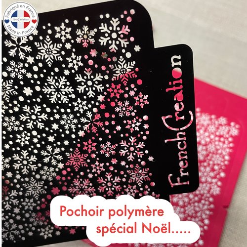 Pochoir de texture pour pâte polymère motif noel, feuille de texture pour argile polymère en pvc souple et résistant