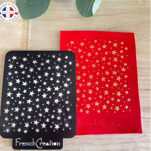 Pochoir de texture pour pâte polymère motif etoiles, feuille de texture pour argile polymère en pvc souple et résistant