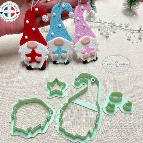 Emporte pièce "gnome de noël" pour argile polymère, christmas clay cutter, coupeur d'argile