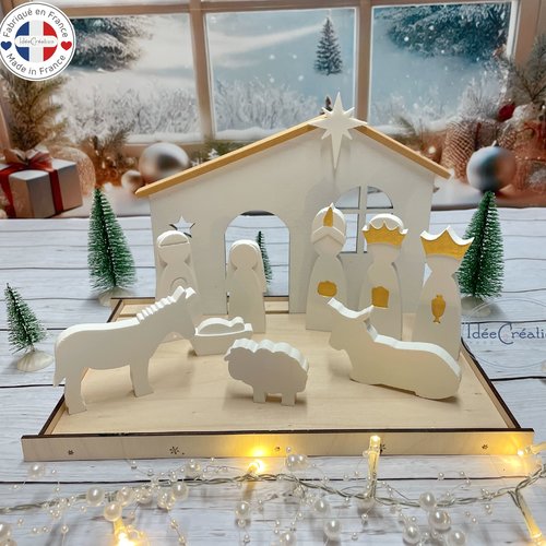 Crèche de noël moderne / raysin / crèche avec personnages 11 pièces / noël scandinave