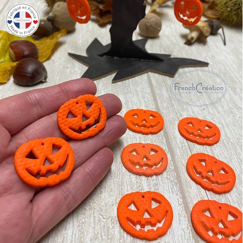Accessoires pour boucles d'oreilles en polymère motif halloween citrouille, lot de 2, perle plate, cabochon, intercalaire, connecteur