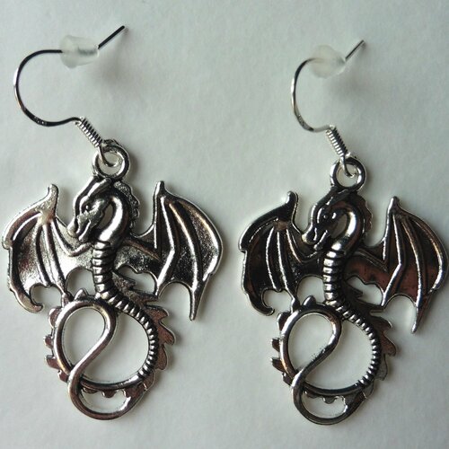 Boucles d'oreilles dragon, gothique, daenerys, elfique, fée, game of thrones, fantasy, magie
