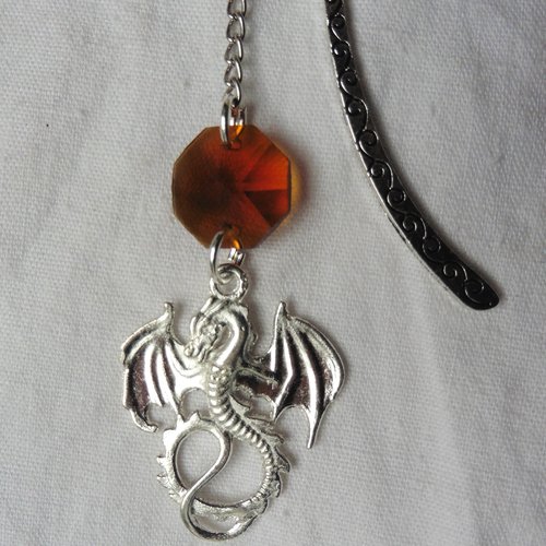 Petit marque-page elfique dragon orange, livre, gothique, signet, cadeau littérature, lecture, sorcière