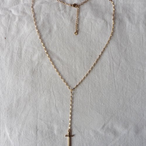 Collier y lariat epée acier doré, chevalier, dague, collier médiéval, dark academia, gothique