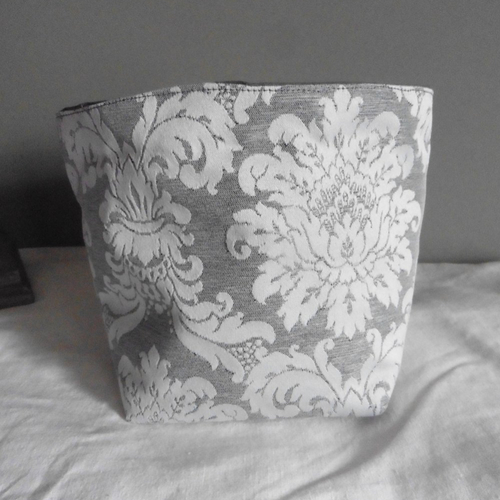 Panier baroque gris blanc panière corbeille textile vide-poche rangement, shabby, etui