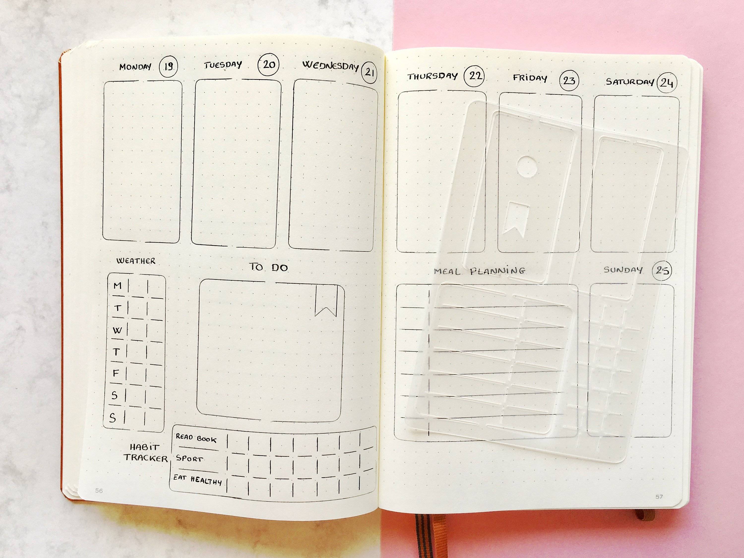 Pochoir Mise En Page Hebdomadaire Pour Bullet Journal Et Planner
