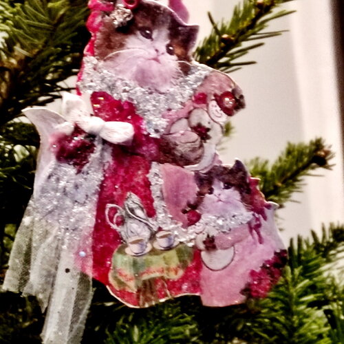 Décoration d'intérieur préparatifs de noël pour la famille chat de bois doré , cadeau décoratif vintage en papier fait main