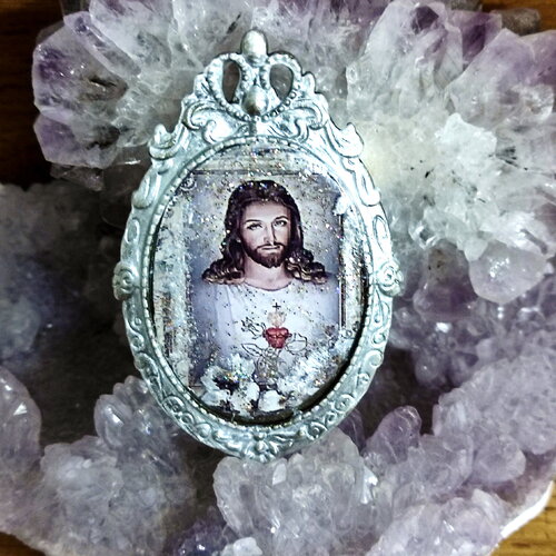 Broche cadeau religieux catholique du sacré-cœur de jésus christ , idée de cadeau pour femme
