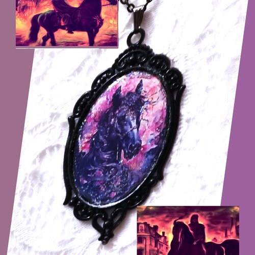 Collier le cheval noir des légendes urbaines de sleepy hollow la nuit de samhain, cadeau d'halloween