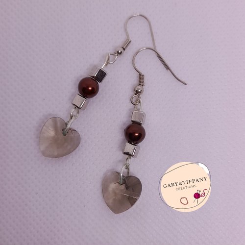 Boucles d'oreilles pendantes perles cœur