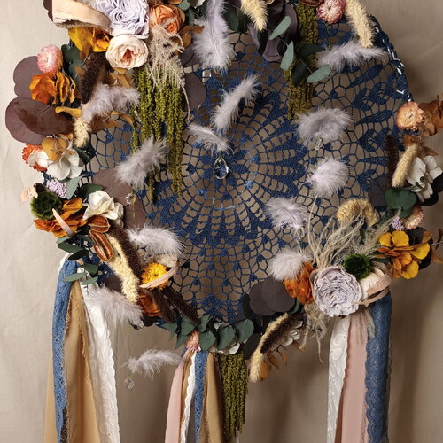 Grand attrape rêve floral " rosée céleste ".