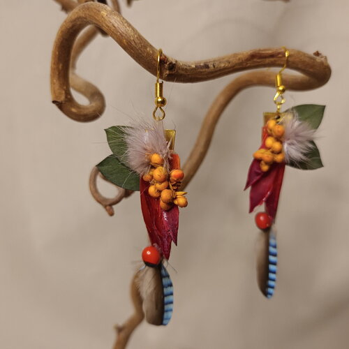 Boucles d'oreilles pendante "eclat de geai"