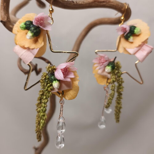 Boucles d'oreilles pendantes " maïa boréale " .