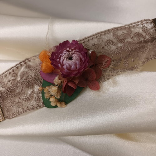 Bracelet  ruban dentelle " velours d'automne ".
