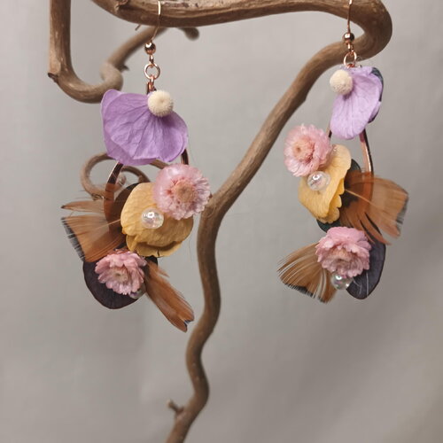 Boucles d'oreilles pendantes " larme de colibri ".