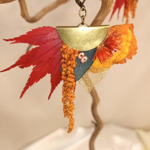 Boucle d'oreilles pendantes " phénix flamboyant ".