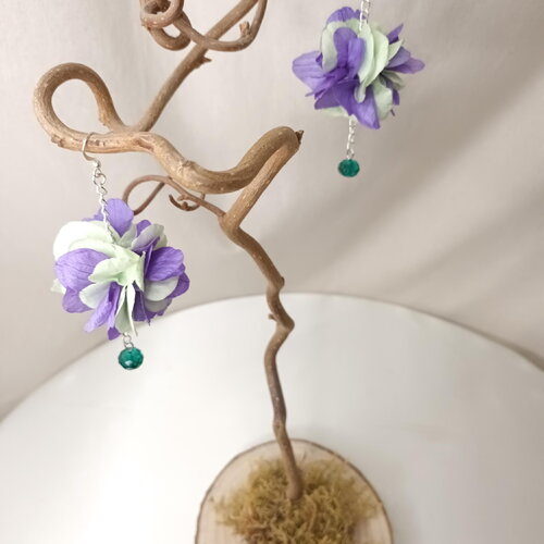 Boucles d'oreilles pendantes  collection " larme de d'amazone " .