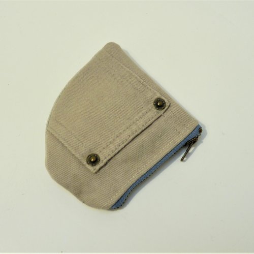 Porte-monnaie zippé homme en jean recyclé beige double poche original