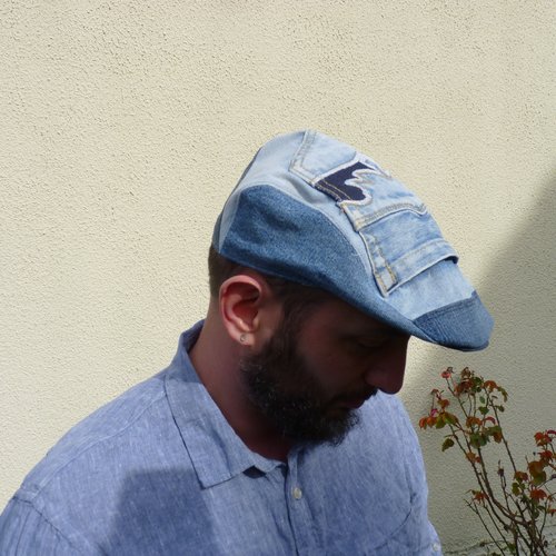 Casquette plate en jean poche t58 roc n°58 bleu, casquette, femme fête des pères, cadeau