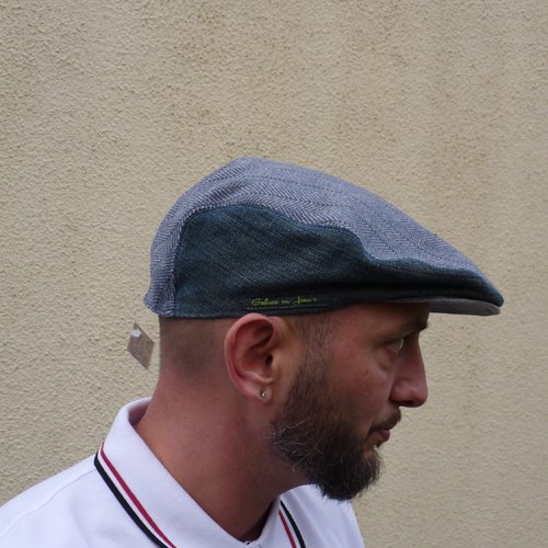 Casquette, chevron bleu lainage t57 hom n°126, cadeau homme, flat-cap