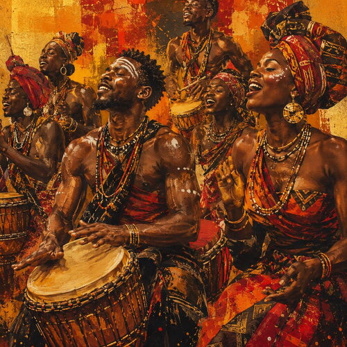 Affiche africaine musique &amp; danse – art mural moderne, décoration ethnique colorée, tableau culture africaine, tirage premium