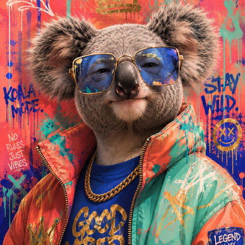 Affiche koala street art pop art | poster graffiti coloré | déco murale moderne fun | affiche seule ou encadrée