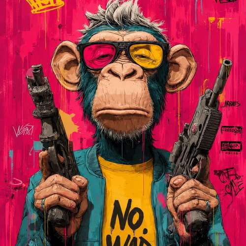 Affiche singe street art pop art | poster graffiti urbain coloré | déco murale moderne | affiche seule ou encadrée