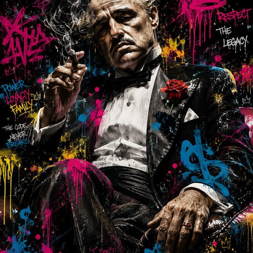 Affiche mafia pop graffiti – portrait streets art le parrain