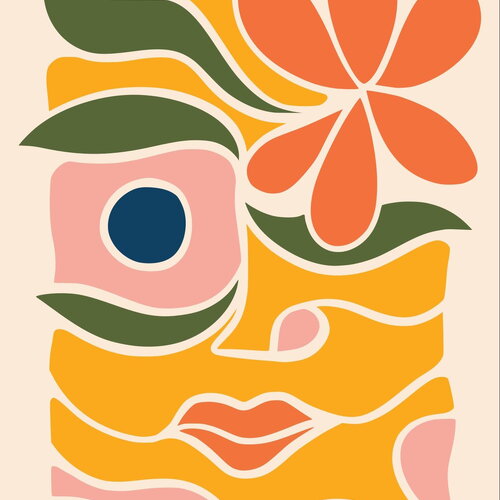 Affiche abstraite organique moderne – art floral minimaliste colore