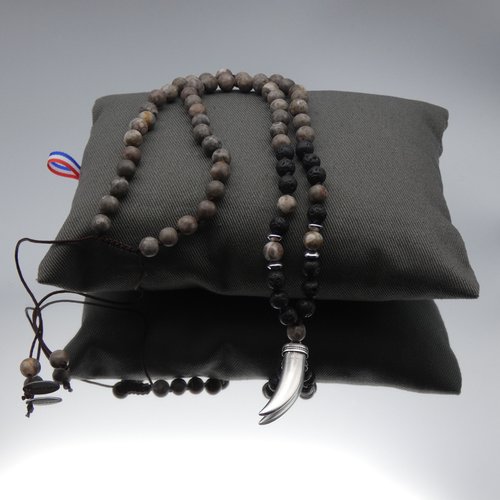 Collier homme en pierres naturelles/bijoux /sautoir mala /bijoux bohème /pierres naturelles /fabrication française