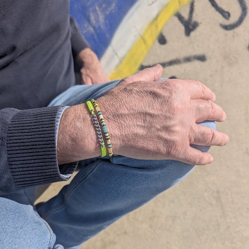 Bracelet  double lewis pour homme jaune fuo