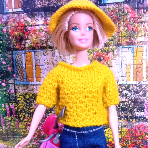 Vêtement pour poupée type barbie - ensemble jean