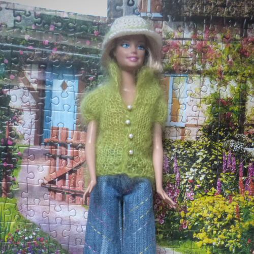 Vêtement pour poupée type barbie - ensemble jean
