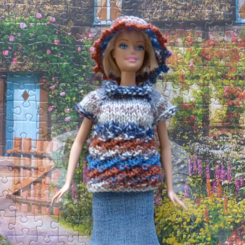 Jupe - pull - chapeau pour poupée barbie modèle unique