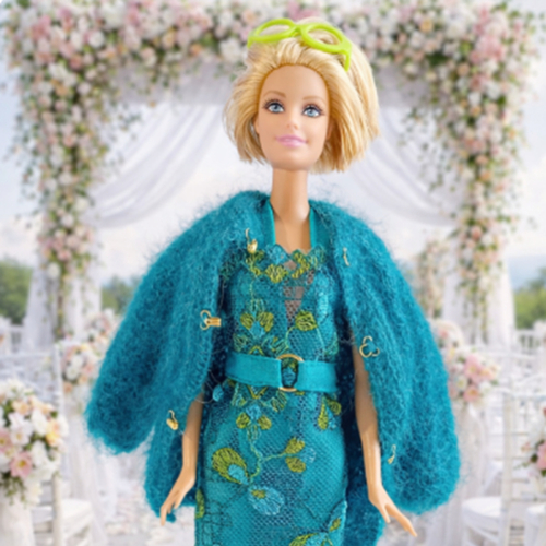 Robe dentelle - veste - sac pour poupée barbie modèle unique