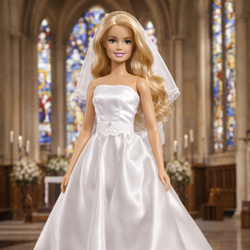 Robe de mariée en satin pour poupée barbie modèle unique
