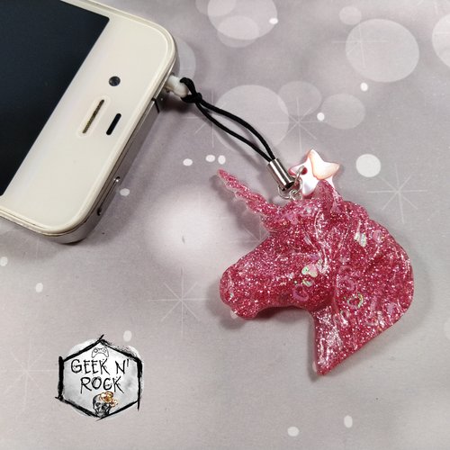 Bijoux de portable bouchon anti-poussière licorne rose pastel