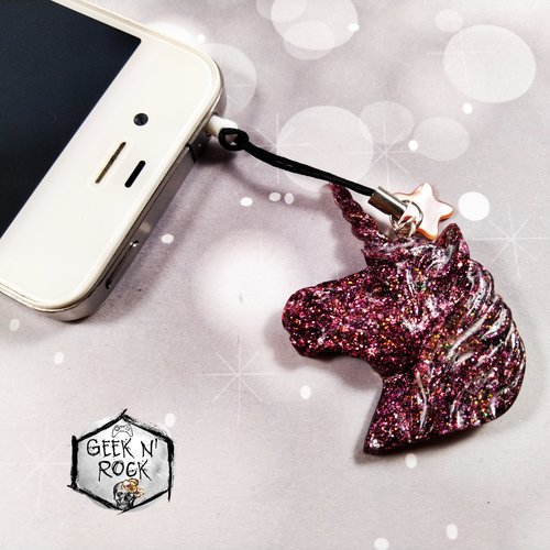 Bijoux de portable bouchon anti-poussière licorne