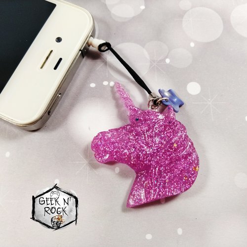Bijoux de portable bouchon anti-poussière licorne