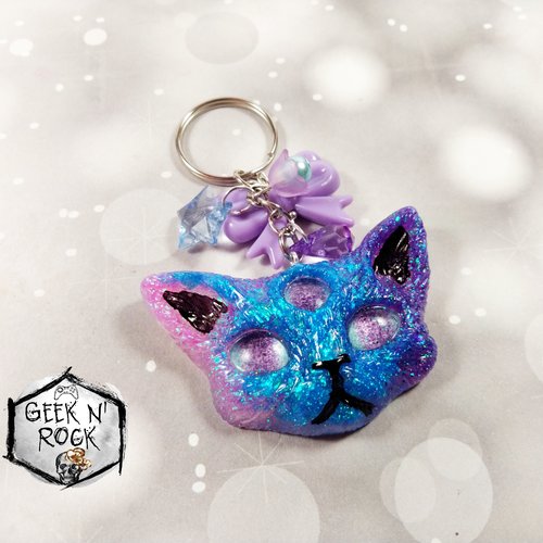 Porte-clés bijoux de sac tête de chat des enfers / chaton démon evil cat kitty demon