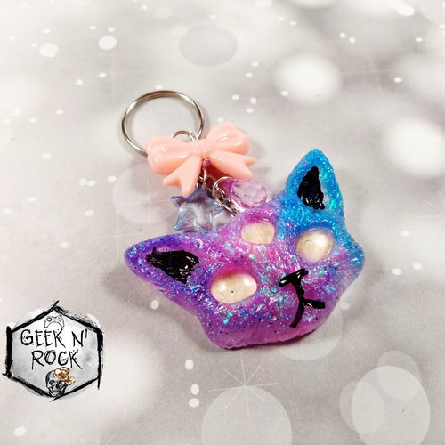 Porte-clés bijoux de sac tête de chat des enfers / chaton démon evil cat kitty demon