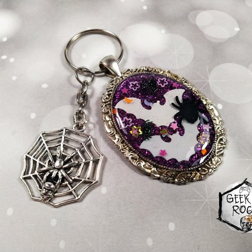 Porte-clés bijoux de sac  gothique chauve souris et araignée halloween