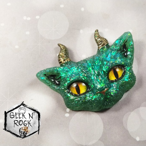 Broche chat des enfers / chaton démon evil cat kitty demon