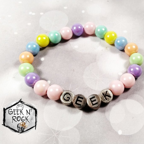 Bracelet geek gamer nerd perles pastel