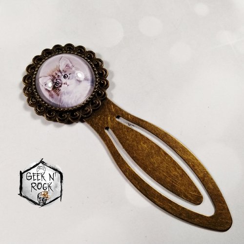 Marque-pages chaton cabochon en verre idée cadeau