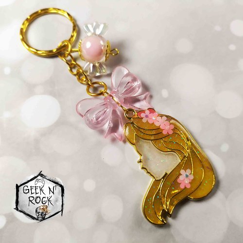 Porte-clés ou bijoux de sac alice au pays des merveilles princesse sakua fleurs du japon
